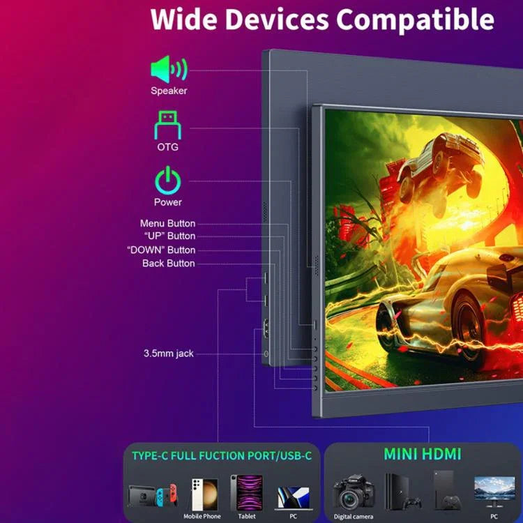 P160Q16BW 16 Zoll 2.5K Tragbarer Monitor Gaming Erweiterter Bildschirm, 16 Zoll 2.5K 60Hz