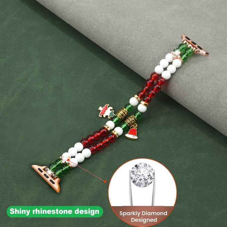 14 mm breites Uhrenarmband mit Weihnachtsperlenkette, passend für Apple Watch 46 mm / 49 mm / 45 mm / 44 mm und 42 mm / 41 mm / 40 mm / 38 mm