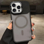 Skin Feel Frosted Metal Lens Holder MagSafe Magnetic Phone Case, For iPhone 16 Plus, For iPhone 16, For iPhone 15 Pro Max, For iPhone 15 Pro, For iPhone 15, For iPhone 14