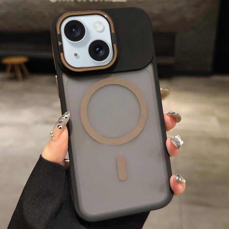 Skin Feel Frosted Metal Lens Holder MagSafe Magnetic Phone Case, For iPhone 16 Plus, For iPhone 16, For iPhone 15 Pro Max, For iPhone 15 Pro, For iPhone 15, For iPhone 14
