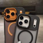 Skin Feel Frosted Metal Lens Holder MagSafe Magnetic Phone Case, For iPhone 17 Pro Max, For iPhone 17 Pro, For iPhone 17, For iPhone Air, For iPhone 16 Pro Max, For iPhone 16 Pro