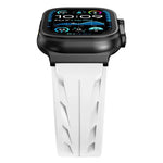 Schwarzes Silikon-Armband mit Dornschließe, passend für Apple Watch 46 mm / 49 mm / 45 mm / 44 mm und 42 mm / 41 mm / 40 mm / 38 mm
