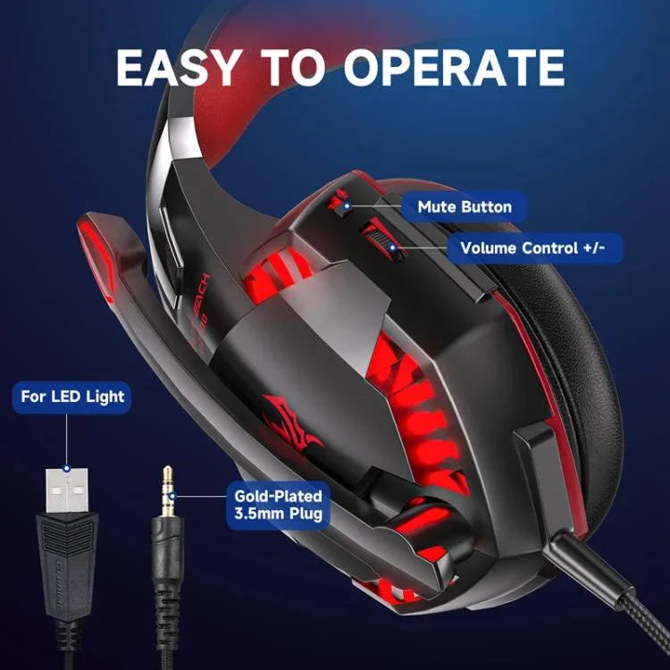 KOTION EACH G2000 Kabelgebundene Gaming-Kopfhörer mit LED-Beleuchtung