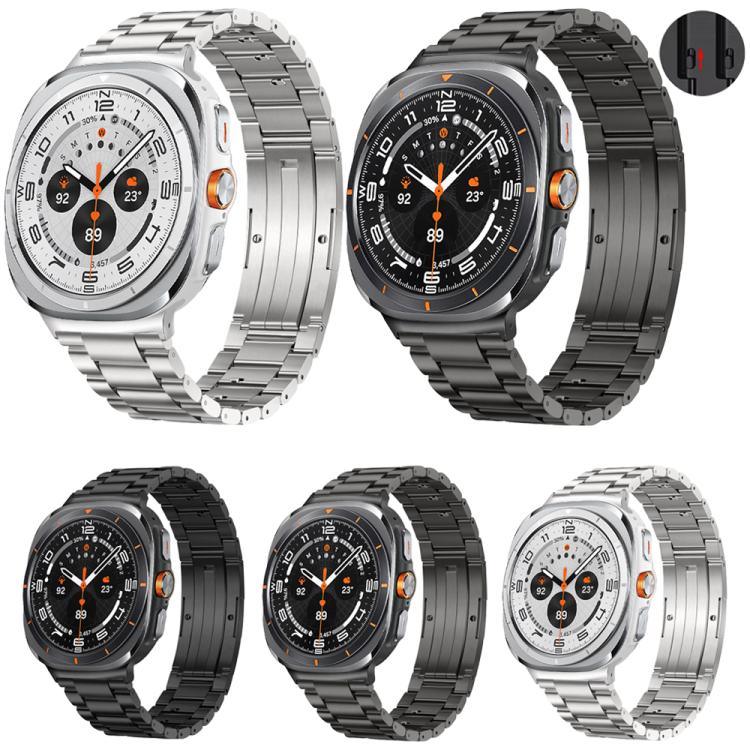 Abnehmbares Armband aus Titanlegierung mit drei Perlen und Dornschließe, passend für Samsung Galaxy Watch Ultra 47 mm / Ultra 2025 und Samsung Galaxy Watch8 / Watch8 Classic