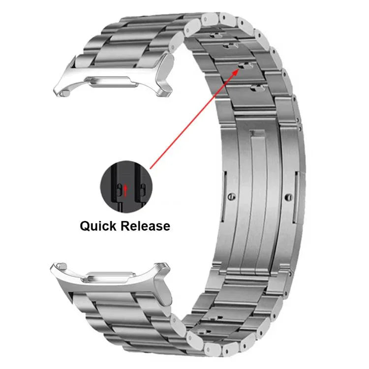 Abnehmbares Armband aus Titanlegierung mit drei Perlen und Dornschließe, passend für Samsung Galaxy Watch Ultra 47 mm / Ultra 2025 und Samsung Galaxy Watch8 / Watch8 Classic