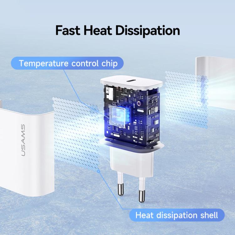 USAMS CC226 T65 PD20W USB-C / Type-C Single Port Fast Charger, EU Plug, CC226