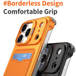 J TRIBE Metallrahmen Rahmenlose Kartenfach Objektivhalter Handyhülle, Für iPhone 17 Pro Max, Für iPhone 17 Pro, Für iPhone 17, Für iPhone Air, Für iPhone 16 Pro Max, Für iPhone 16 Pro, Für iPhone 15 Pro Max, Für iPhone 15 Pro