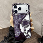 Galvanisierte TPU Lotus Hohlgravur Strass Glitzer Handyhülle, Für iPhone 17 Pro Max, Für iPhone 17 Pro, Für iPhone 17, Für iPhone 16 Pro Max, Für iPhone 16 Pro, Für iPhone 16, Für iPhone 15 Pro Max, Für iPhone 15 Pro