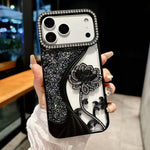 Galvanisierte TPU Lotus Hohlgravur Strass Glitzer Handyhülle, Für iPhone 17 Pro Max, Für iPhone 17 Pro, Für iPhone 17, Für iPhone 16 Pro Max, Für iPhone 16 Pro, Für iPhone 16, Für iPhone 15 Pro Max, Für iPhone 15 Pro