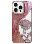 Galvanisierte TPU Lotus Hohlgravur Strass Glitzer Handyhülle, Für iPhone 17 Pro Max, Für iPhone 17 Pro, Für iPhone 17, Für iPhone 16 Pro Max, Für iPhone 16 Pro, Für iPhone 16, Für iPhone 15 Pro Max, Für iPhone 15 Pro