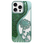 Galvanisierte TPU Lotus Hohlgravur Strass Glitzer Handyhülle, Für iPhone 17 Pro Max, Für iPhone 17 Pro, Für iPhone 17, Für iPhone 16 Pro Max, Für iPhone 16 Pro, Für iPhone 16, Für iPhone 15 Pro Max, Für iPhone 15 Pro