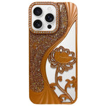 Galvanisierte TPU Lotus Hohlgravur Strass Glitzer Handyhülle, Für iPhone 17 Pro Max, Für iPhone 17 Pro, Für iPhone 17, Für iPhone 16 Pro Max, Für iPhone 16 Pro, Für iPhone 16, Für iPhone 15 Pro Max, Für iPhone 15 Pro