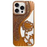 Galvanisierte TPU Lotus Hohlgravur Strass Glitzer Handyhülle, Für iPhone 17 Pro Max, Für iPhone 17 Pro, Für iPhone 17, Für iPhone 16 Pro Max, Für iPhone 16 Pro, Für iPhone 16, Für iPhone 15 Pro Max, Für iPhone 15 Pro