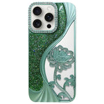 Galvanisierte TPU Lotus Hohlgravur Strass Glitzer Handyhülle, Für iPhone 17 Pro Max, Für iPhone 17 Pro, Für iPhone 17, Für iPhone 16 Pro Max, Für iPhone 16 Pro, Für iPhone 16, Für iPhone 15 Pro Max, Für iPhone 15 Pro