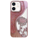 Galvanisierte TPU Lotus Hohlgravur Strass Glitzer Handyhülle, Für iPhone 15, Für iPhone 14, Für iPhone 14 Pro, Für iPhone 14 Pro Max, Für iPhone 13 Pro Max, Für iPhone 13 Pro, Für iPhone 13, Für iPhone 12