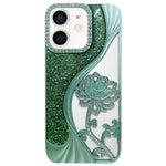 Galvanisierte TPU Lotus Hohlgravur Strass Glitzer Handyhülle, Für iPhone 15, Für iPhone 14, Für iPhone 14 Pro, Für iPhone 14 Pro Max, Für iPhone 13 Pro Max, Für iPhone 13 Pro, Für iPhone 13, Für iPhone 12