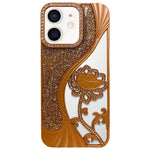 Galvanisierte TPU Lotus Hohlgravur Strass Glitzer Handyhülle, Für iPhone 15, Für iPhone 14, Für iPhone 14 Pro, Für iPhone 14 Pro Max, Für iPhone 13 Pro Max, Für iPhone 13 Pro, Für iPhone 13, Für iPhone 12