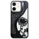 Galvanisierte TPU Lotus Hohlgravur Strass Glitzer Handyhülle, Für iPhone 15, Für iPhone 14, Für iPhone 14 Pro, Für iPhone 14 Pro Max, Für iPhone 13 Pro Max, Für iPhone 13 Pro, Für iPhone 13, Für iPhone 12