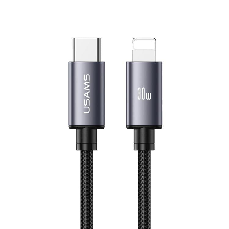 USAMS SJ770 U91 30W Typ-C auf 8-Pin Aluminiumlegierung Schnelles Lade-Datenkabel, Länge: 1m, SJ770