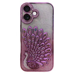 Galvanisierte TPU Pfauenrelief Strass Glitzer Handyhülle mit Linsenfolie, Für iPhone 17 Pro Max, Für iPhone 17 Pro, Für iPhone 17, Für iPhone 16 Pro Max, Für iPhone 16 Pro, Für iPhone 16 Plus, Für iPhone 16, Für iPhone 15 Pro Max
