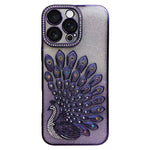Galvanisierte TPU Pfauenrelief Strass Glitzer Handyhülle mit Linsenfolie, Für iPhone 17 Pro Max, Für iPhone 17 Pro, Für iPhone 17, Für iPhone 16 Pro Max, Für iPhone 16 Pro, Für iPhone 16 Plus, Für iPhone 16, Für iPhone 15 Pro Max