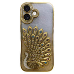 Galvanisierte TPU Pfauenrelief Strass Glitzer Handyhülle mit Linsenfolie, Für iPhone 17 Pro Max, Für iPhone 17 Pro, Für iPhone 17, Für iPhone 16 Pro Max, Für iPhone 16 Pro, Für iPhone 16 Plus, Für iPhone 16, Für iPhone 15 Pro Max