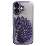 Galvanisierte TPU Pfauenrelief Strass Glitzer Handyhülle mit Linsenfolie, Für iPhone 17 Pro Max, Für iPhone 17 Pro, Für iPhone 17, Für iPhone 16 Pro Max, Für iPhone 16 Pro, Für iPhone 16 Plus, Für iPhone 16, Für iPhone 15 Pro Max