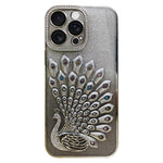 Galvanisierte TPU Pfauenrelief Strass Glitzer Handyhülle mit Linsenfolie, Für iPhone 17 Pro Max, Für iPhone 17 Pro, Für iPhone 17, Für iPhone 16 Pro Max, Für iPhone 16 Pro, Für iPhone 16 Plus, Für iPhone 16, Für iPhone 15 Pro Max