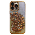 Galvanisierte TPU Pfauenrelief Strass Glitzer Handyhülle mit Linsenfolie, Für iPhone 17 Pro Max, Für iPhone 17 Pro, Für iPhone 17, Für iPhone 16 Pro Max, Für iPhone 16 Pro, Für iPhone 16 Plus, Für iPhone 16, Für iPhone 15 Pro Max