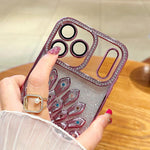 Galvanisierte TPU Pfauenrelief Strass Glitzer Handyhülle mit Linsenfolie, Für iPhone 17 Pro Max, Für iPhone 17 Pro, Für iPhone 17, Für iPhone 16 Pro Max, Für iPhone 16 Pro, Für iPhone 16 Plus, Für iPhone 16, Für iPhone 15 Pro Max