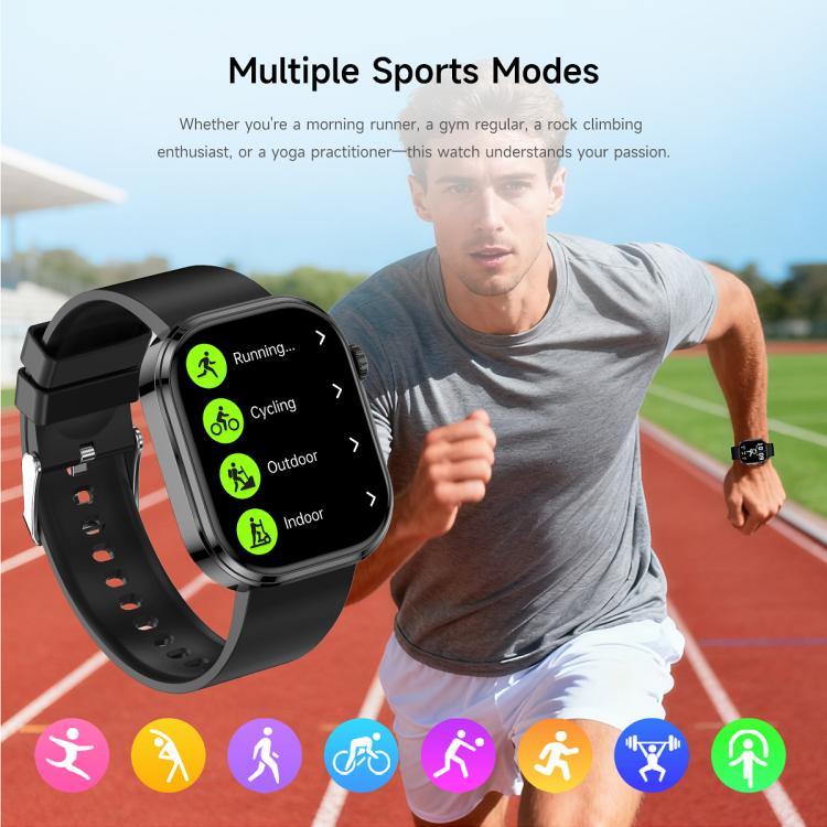 GE52 Smartwatch mit 1,88-Zoll-Full-HD-Touchscreen, Bluetooth-Anruffunktion, Silikonarmband und Unterstützung für Gesundheitsüberwachung