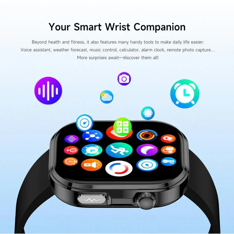 GE52 Smartwatch mit 1,88-Zoll-Full-HD-Touchscreen, Bluetooth-Anruffunktion, Silikonarmband und Unterstützung für Gesundheitsüberwachung