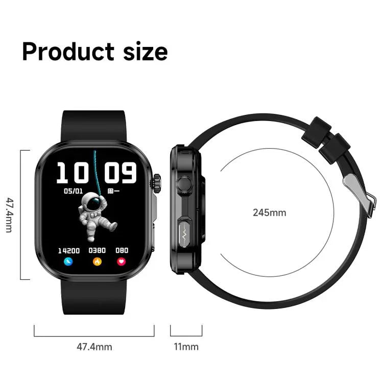 GE52 Smartwatch mit 1,88-Zoll-Full-HD-Touchscreen, Bluetooth-Anruffunktion, Silikonarmband und Unterstützung für Gesundheitsüberwachung