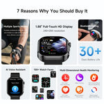 GE52 Smartwatch mit 1,88-Zoll-Full-HD-Touchscreen, Bluetooth-Anruffunktion, Silikonarmband und Unterstützung für Gesundheitsüberwachung
