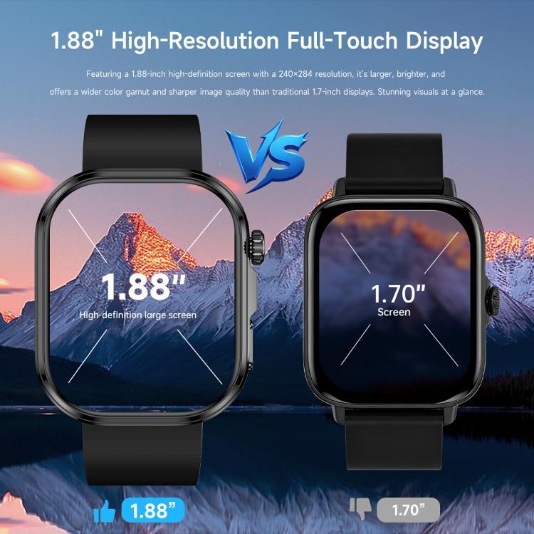 GE52 Smartwatch mit 1,88-Zoll-Full-HD-Touchscreen, Bluetooth-Anruffunktion, Silikonarmband und Unterstützung für Gesundheitsüberwachung