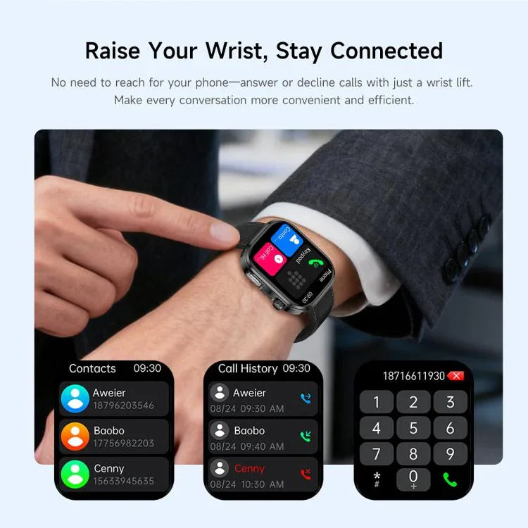 GE52 Smartwatch mit 1,88-Zoll-Full-HD-Touchscreen, Bluetooth-Anruffunktion, Silikonarmband und Unterstützung für Gesundheitsüberwachung