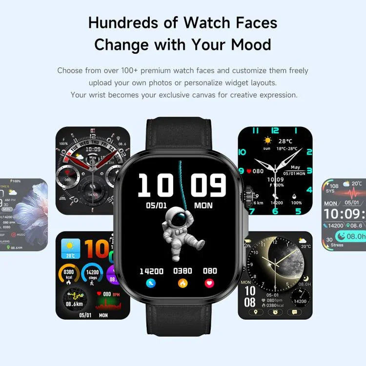GE52 Smartwatch mit 1,88-Zoll-Full-HD-Touchscreen, Bluetooth-Anruffunktion, Silikonarmband und Unterstützung für Gesundheitsüberwachung
