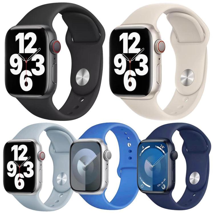 5er-Pack xDfind Silikon-Sportarmbänder in Unifarben, passend für Apple Watch 42 / 44 / 45 / 46 / 49 mm, Apple Watch 38 / 40 / 41 / S11 42 mm