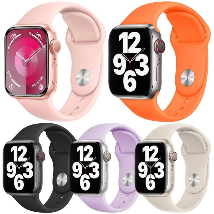 5er-Pack xDfind Silikon-Sportarmbänder in Unifarben, passend für Apple Watch 42 / 44 / 45 / 46 / 49 mm, Apple Watch 38 / 40 / 41 / S11 42 mm