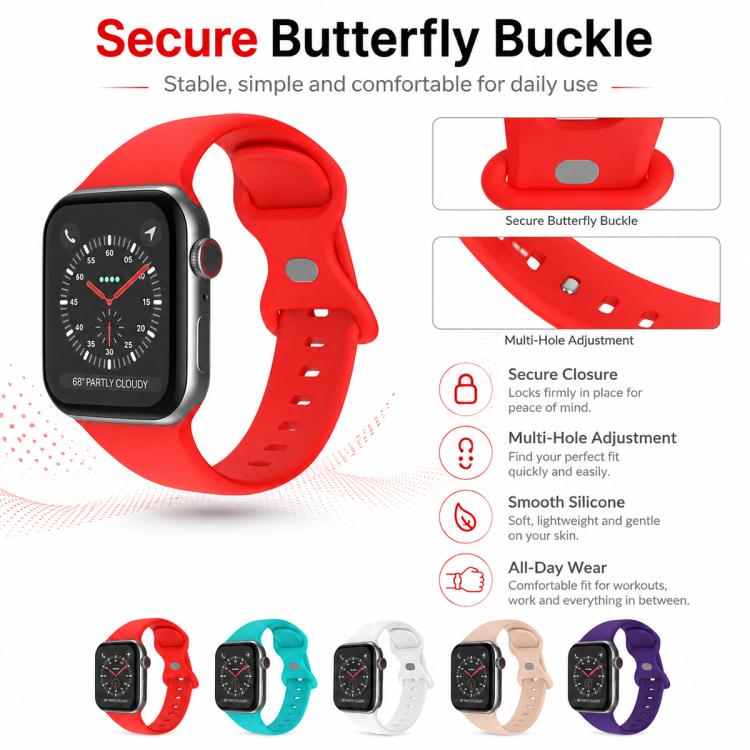 5er-Pack xDfind Silikon-Uhrenarmband mit Schmetterlingsverschluss, passend für Apple Watch 42 / 44 / 45 / 46 / 49 mm, Apple Watch 38 / 40 / 41 / S11 42 mm