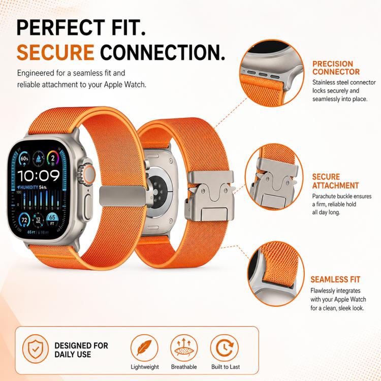 5er-Pack xDfind Stretch-Nylon-Uhrenarmband mit Fallschirmschnalle, passend für Apple Watch 42 / 44 / 45 / 46 / 49 mm, Apple Watch 38 / 40 / 41 / S11 42 mm