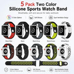 5er-Pack xDfind Silikon-Sportarmbänder in zwei Farben, passend für Apple Watch 42 / 44 / 45 / 46 / 49 mm, Apple Watch 38 / 40 / 41 / S11 42 mm
