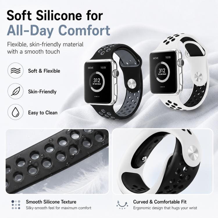 5er-Pack xDfind Silikon-Sportarmbänder in zwei Farben, passend für Apple Watch 42 / 44 / 45 / 46 / 49 mm, Apple Watch 38 / 40 / 41 / S11 42 mm