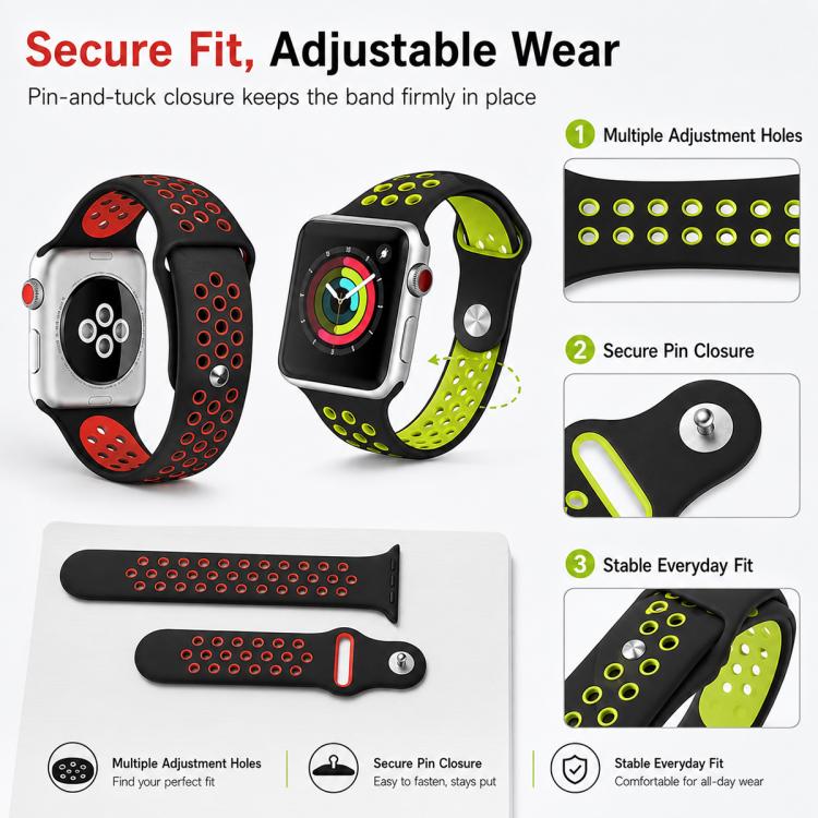 5er-Pack xDfind Silikon-Sportarmbänder in zwei Farben, passend für Apple Watch 42 / 44 / 45 / 46 / 49 mm, Apple Watch 38 / 40 / 41 / S11 42 mm