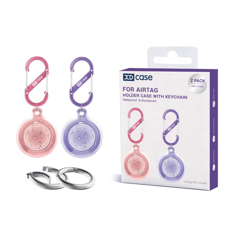 XDcase 2er Pack Vollschutz Wasserdichte TPU Schutzhülle mit Schlüsselanhänger, Für AirTag 2. Gen / 1. Gen