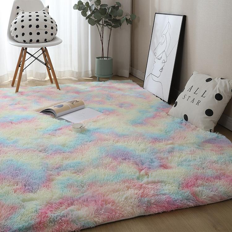 Einfaches Schlafsofa-Nacht-Gradient-Teppich Wohnzimmer Schlafzimmer-Matte, Regenbogen 100x200cm, Pink Lila 100x200cm, Hellgrau 100x200cm