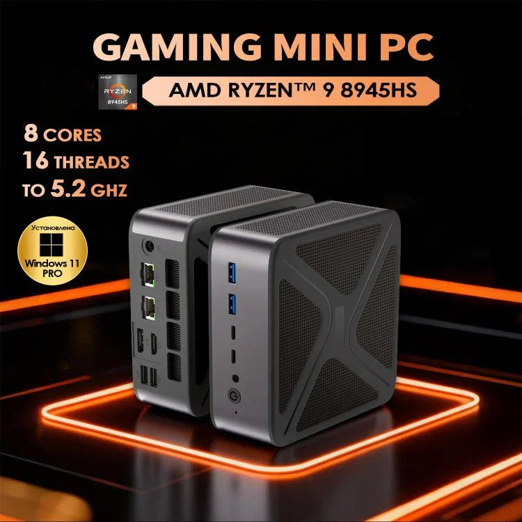 GXMO GH8 Windows 11 Pro Mini-PC, AMD Ryzen 9 8945HS Octa-Core-Prozessor, ohne Arbeitsspeicher, 16 GB + 512 GB