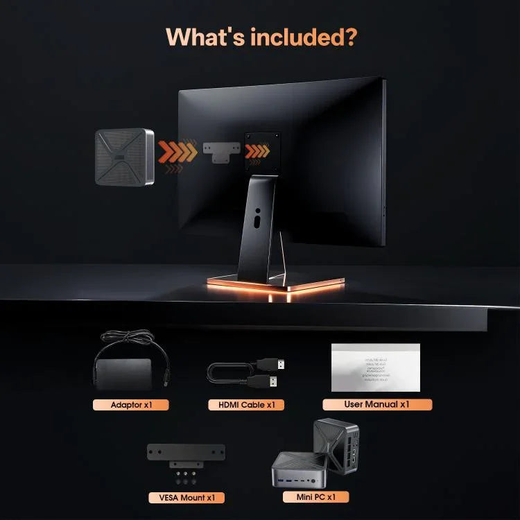 GXMO GH8 Windows 11 Pro Mini-PC, AMD Ryzen 9 8945HS Octa-Core-Prozessor, ohne Arbeitsspeicher, 16 GB + 512 GB
