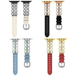 xDfind Diamant Edelstahl Hybrid Echtleder Uhrenarmband, Für Apple Watch 38 / 40 / 41 / S11 42mm