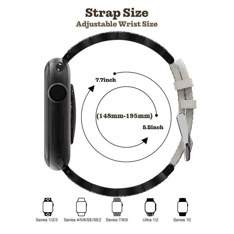 xDfind Diamant Edelstahl Hybrid Echtleder Uhrenarmband, Für Apple Watch 38 / 40 / 41 / S11 42mm